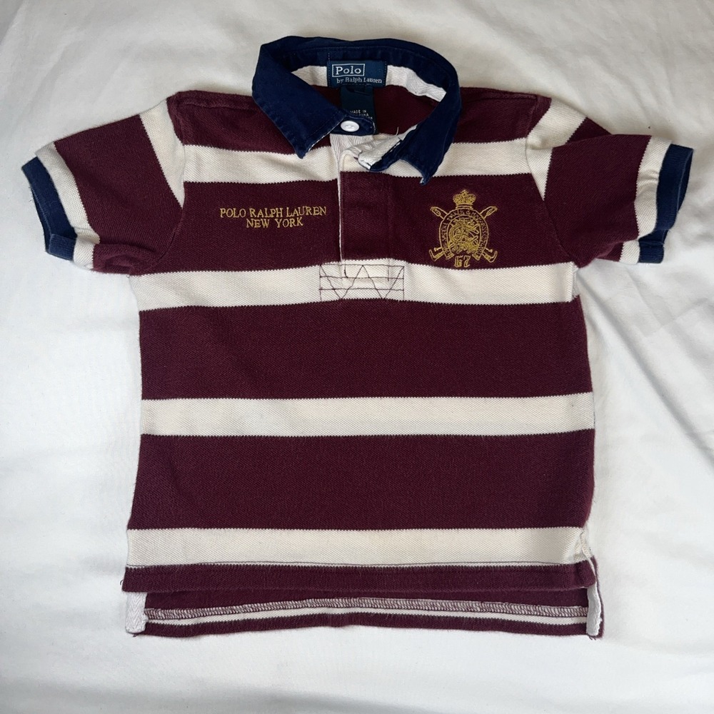 Polo Ralph Lauren Boys 2T New York Saddle‎ Makers Rugby Stripe Shirt